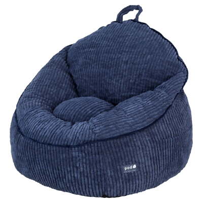 Compressed Foam Bean Bag Chair, Navy Blue