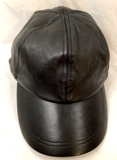 Leather Trucker Baseball Hat Color Black Adjustable