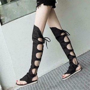 thigh high gladiator flat sandals