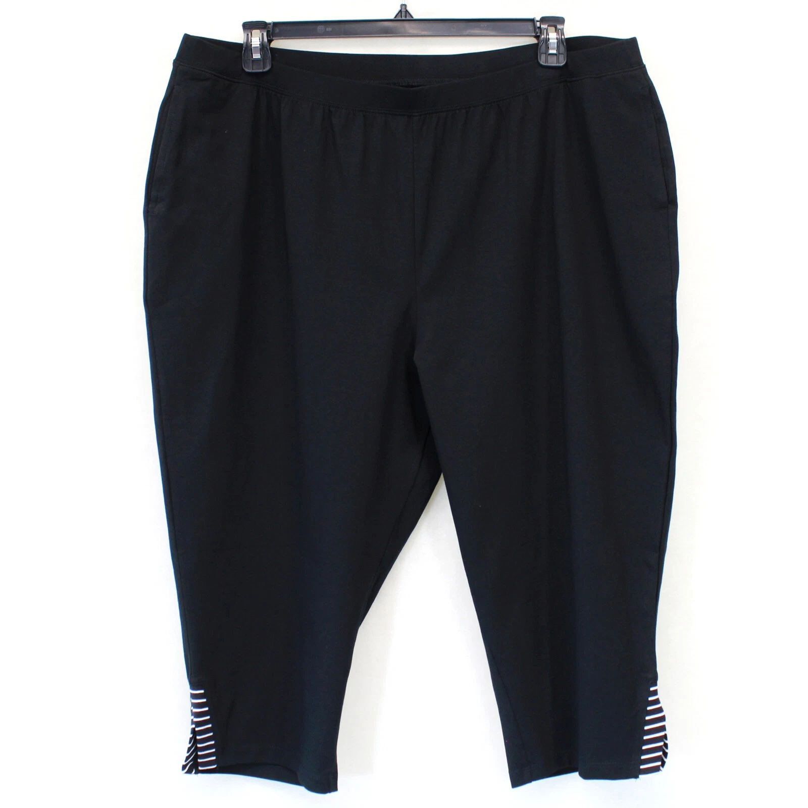 Catherines Plus Suprema Cotton Black Stretch Waist Capri Pants 6X