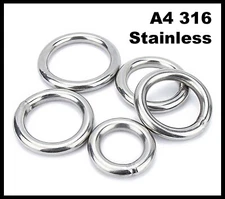 Round O Rings - A4 316 Marine Grade Stainless Steel - Welded Polished M3 - M16