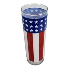 LIBBY MCM Stars & Stripes 6.75" American Flag Slim Highball Glass Tumbler