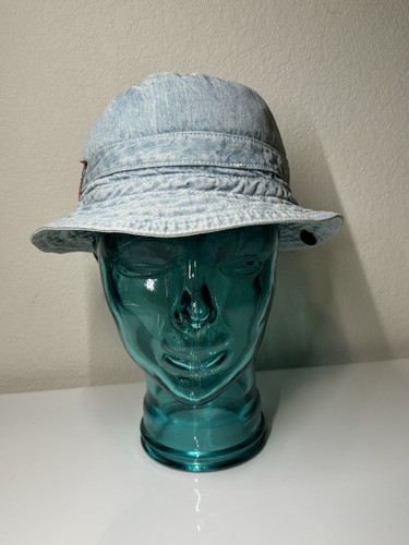 Vintage 1980s GUESS by Georges Marciano Denim Bucket Hat Triangle Label - Picture 2 of 11
