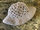 NEW Handmade Crochet Bucket Hat. Women/Youth. Sz M. Light Gray with Rose Tones. — photo 6