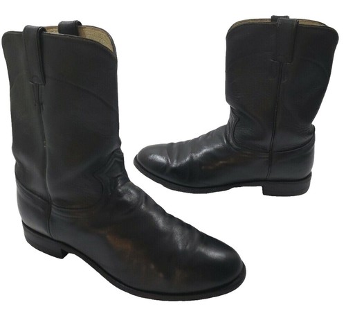 Men's Justin Black Leather Western Boots (Style3436) Sz 8.5 EE