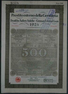 Lot 10 X German External Loan 1924 (Dawes-Loan)  500 LIT