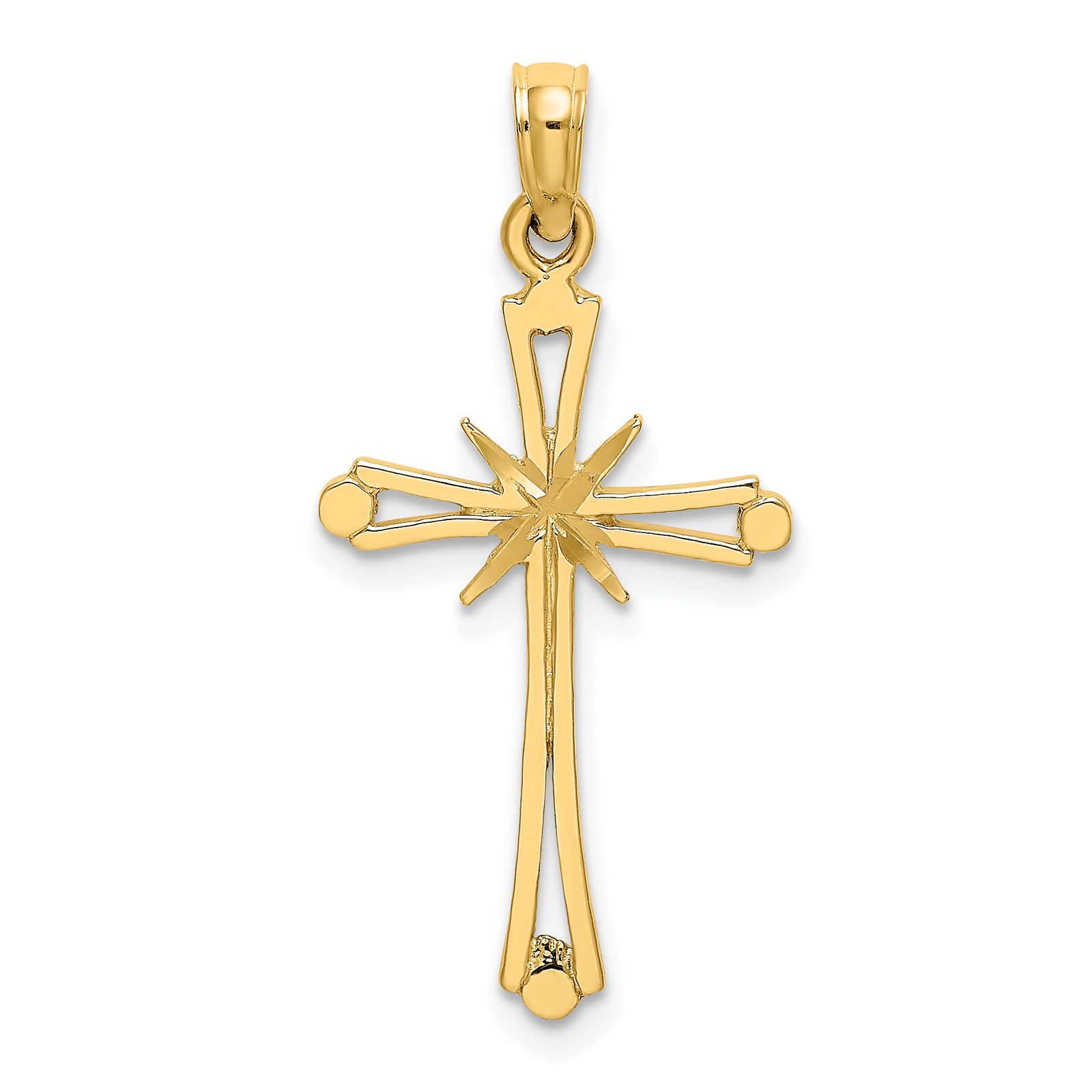 Avariah 14K Yellow Gold Diamond Cut w/ X-Center On Cross Charm - 21.6mm