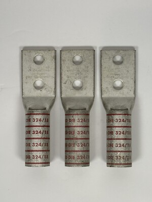 Burndy Two Hole Compression Lug YAZ32-2TC38-FX 300 kcmil 3/8  Stud Long Red Die