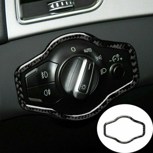 Carbon Fiber Interior Decor Kit Trim Cover for Audi A4 B8 2008-2016 Gear Shift Center Console Water Cup Holder Door Armrest Headlight Switch Panel Key Hole Frame Trim Sticker (13PCS