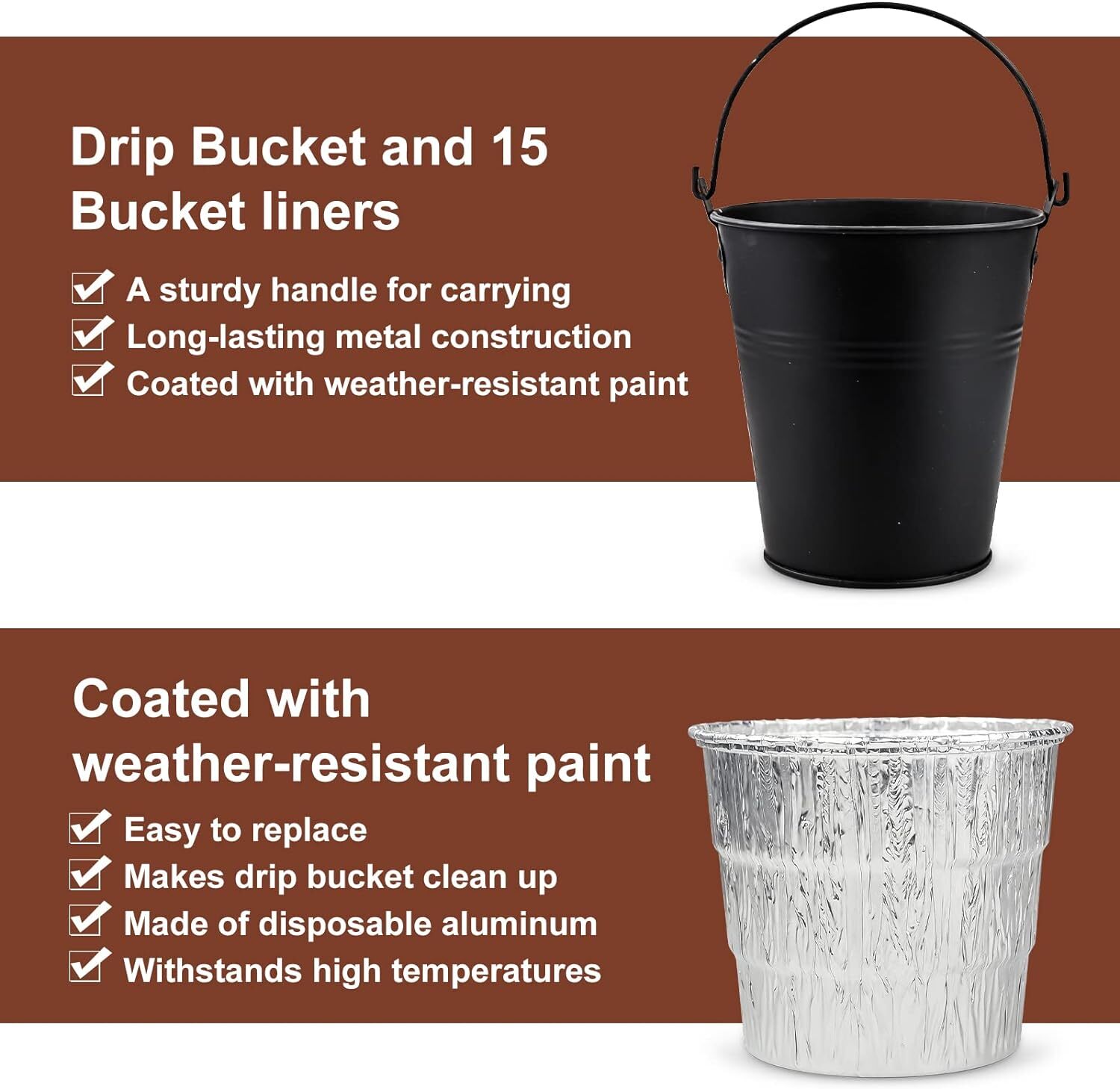 Drip Grease Bucket & Liners for Traeger 20/22/34 Series, Pit Boss, Camp