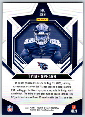 2023 PANINI ROOKIE AND STARS TYJAE SPEARS RC TENNESSEE TITANS #189