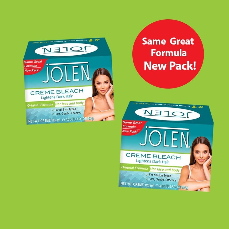 Jolen Creme Bleach Lightens Dark Hair, Original Formula for Face and