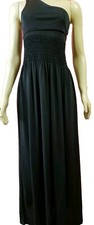 Michael F Size L One shoulder Maxi Jersey Smocked Women's Dress Black /B10