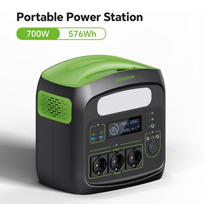 576Wh Tragbare Power Station, 700 Watt Generator, RV Outdoor Power Box Mit LCD