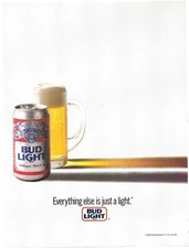Vintage Print Ad Bud Light Beer - Everything Else Is Just A Light - Aug 1989