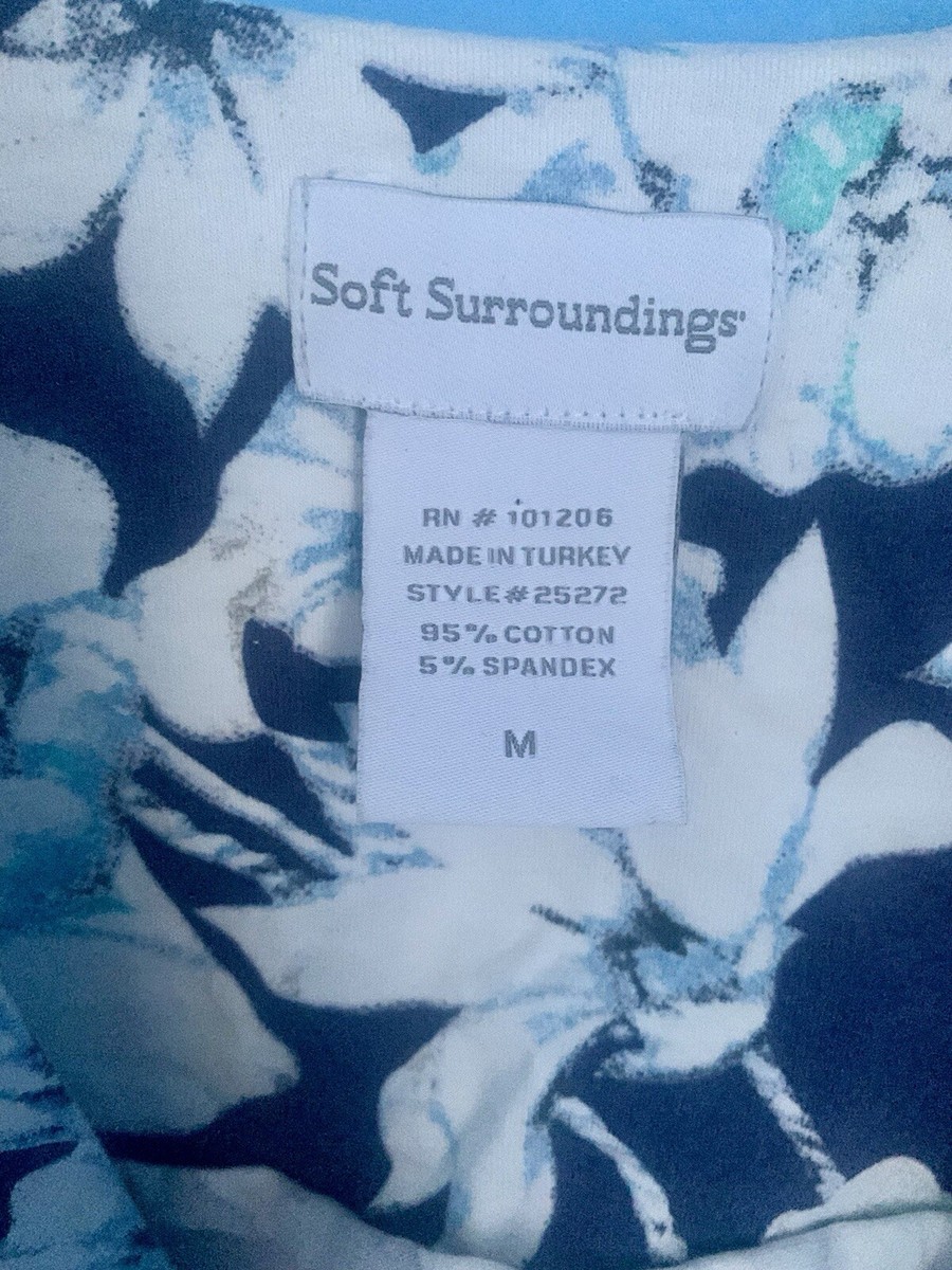 Soft Surroundings Blue Floral Tropical Print Faux Wrap Dress Size
