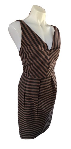 PORTMANS Brown & Black Striped Sleeveless Shift Dress Size 16 - Picture 2 of 7