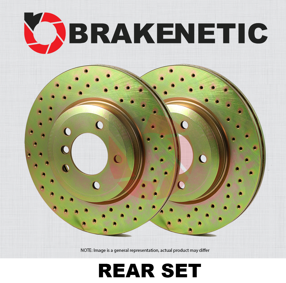 SPOT18 ブラン・ド・ブラン REAR SET BRAKENETIC Sport Cross Drilled Brake Disc Rotors BNS44173