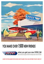 1946 Piper Cub Airplane Vintage Advertising Poster