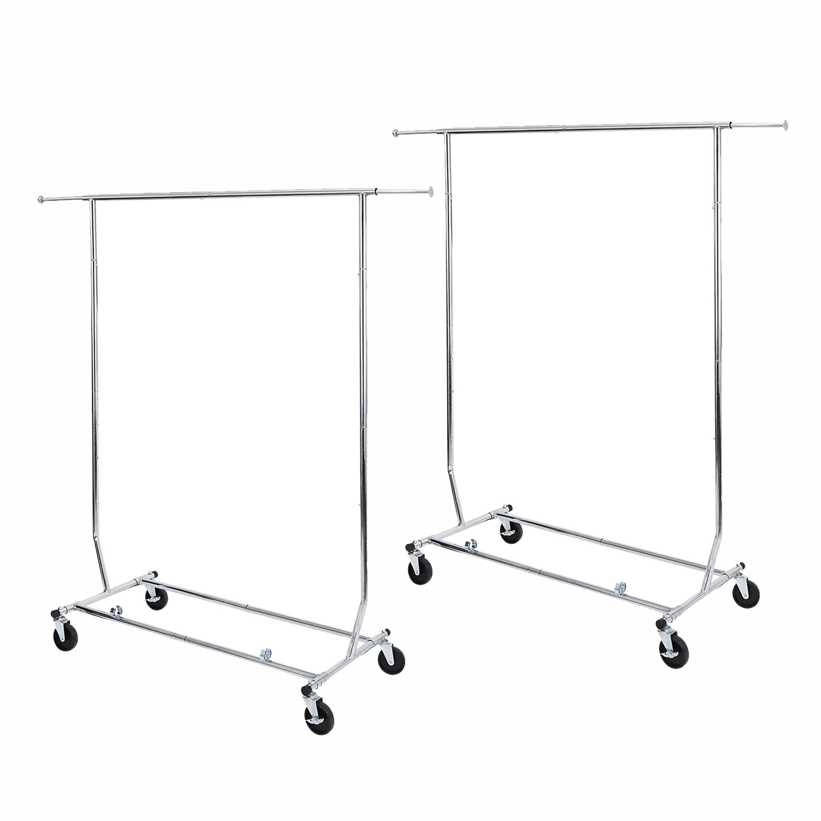 2PCS Heavy Duty Clothing Rack Rolling Collapsible Clothes Garment Rack