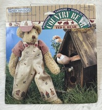 Vtg 1996 Daisy Kingdom Country Bear Ted E Bear Clothes Pre-printed Fabric Panel