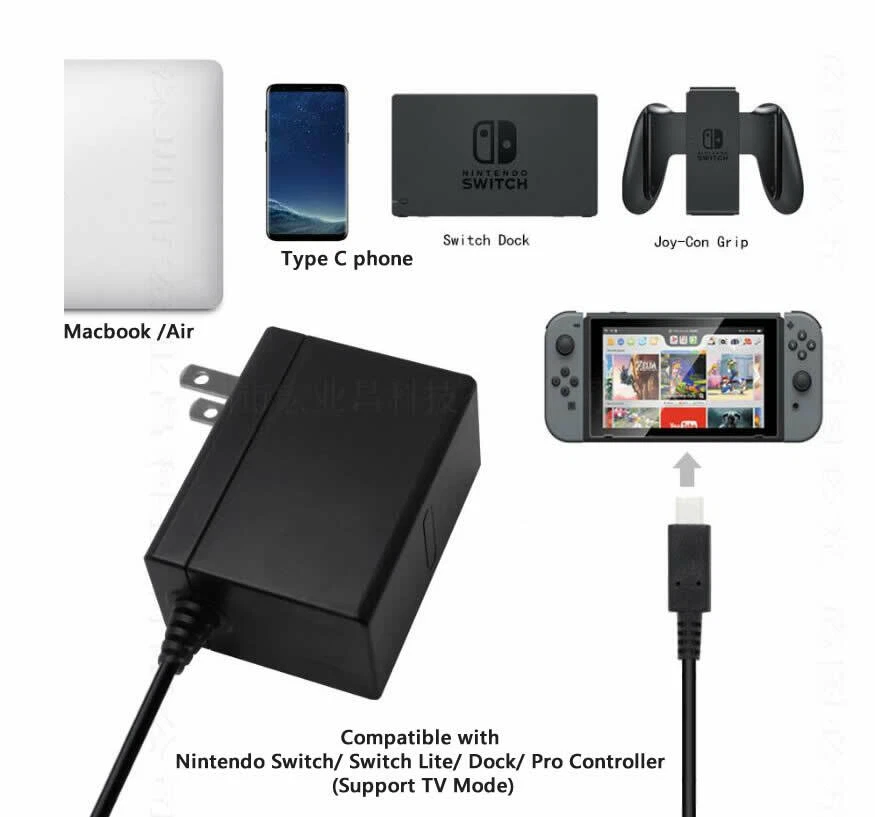 AC Adapter Power Supply Wall Charger For Nintendo Switch Dock & Pro Controller - Image 2 of 4