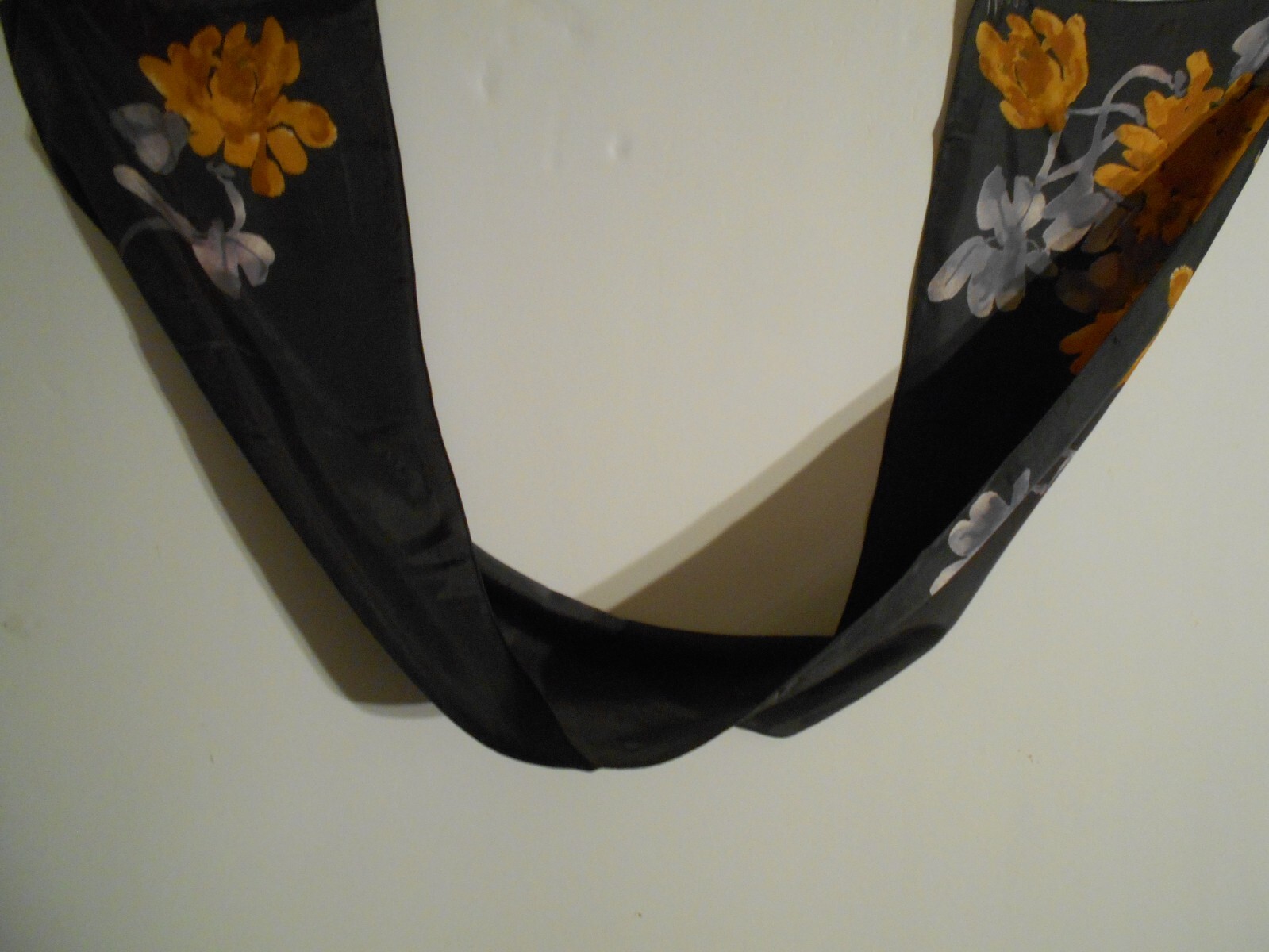 Vera Rectangular Silk Brown Gold Gray Floral Patt… - image 1