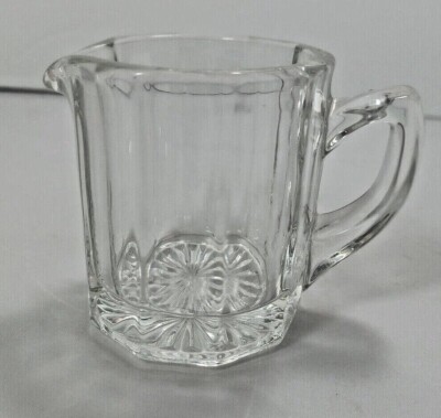 Vintage Small Pressed Glass Ribbed Creamer 3'' Thick Personal Size Replacement