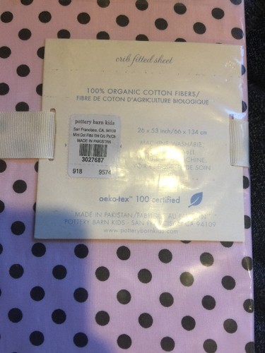 Pottery Barn Baby Mini Dot Pink Brown Crib Fitted Sheet One Size Cotton Organic - Picture 3 of 4