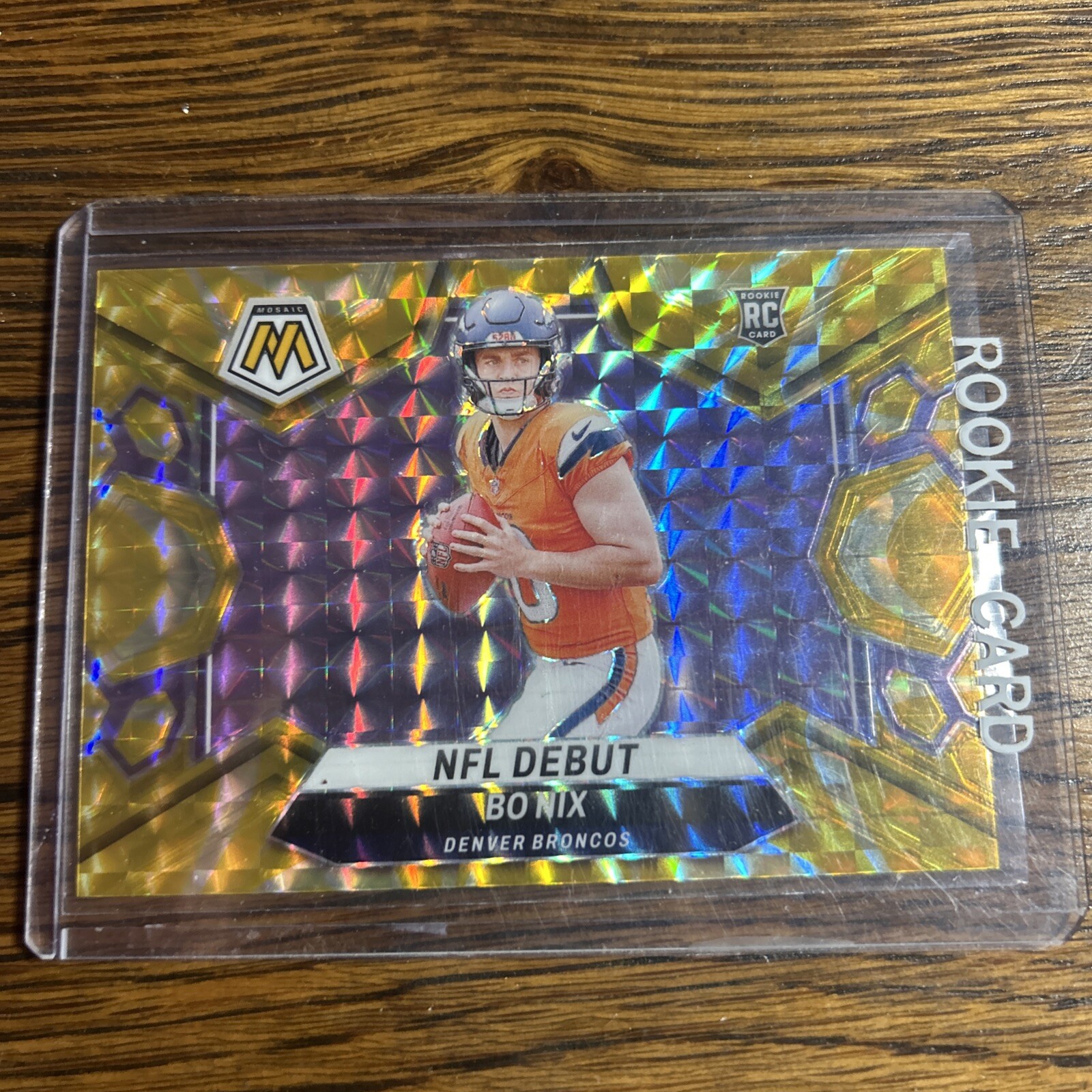 2024 Panini Mosaic NFL Debut Reactive Yellow Prizm #271 Bo Nix RC Broncos SP