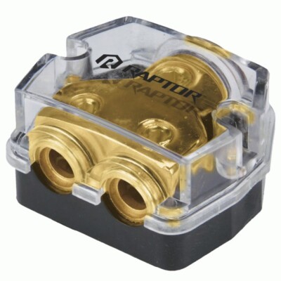 Raptor Gold Plate Distribution Box w/ 8 Gauge Power Wire & 100amp Fuse Holder
