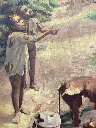 🔥 Incredible Antique Modern 1930s WPA Black Carribean MURAL Oil Painting, UNGAR - Picture 8 of 24
