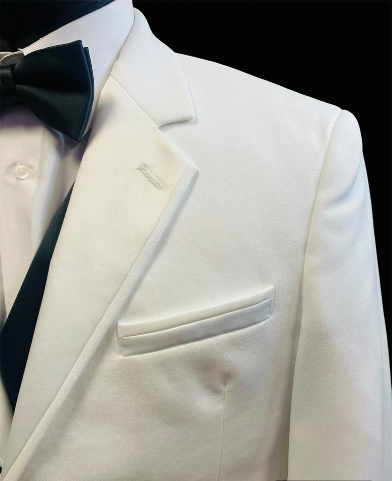 Men's White Monaco Tuxedo Jacket- Easy Care, Prom, Cruise, Gala, Black Tie - Image 4 of 4