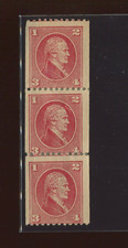 TD23 NUMERALS & ALEXANDER HAMILTON OFFSET TESTING STRIP OF 3 STAMPS (By 1777)