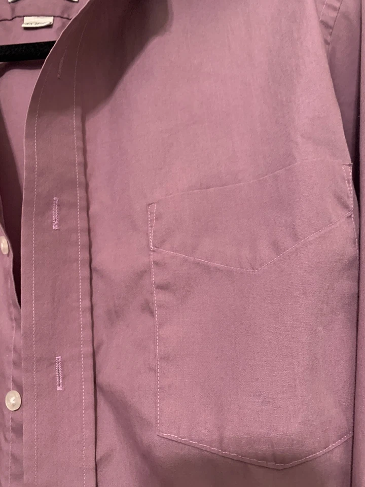 Camisa de Vestir Púrpura Vintage Sears And Roebuck Abotonada Talla 15 1/2 Foto 4 de 4