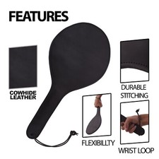 Handmade Black Leather Paddle Genuine Cowhide BDSM Slapper for Fetish Play