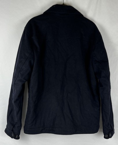 ABERCROMBIE & FITCH Mens Wool Blend Jacket Coat Classic Medium Navy Blue EUC - Picture 3 of 4