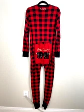 Lazy One Adult Small Buffalo Plaid Union Suit One Piece Pajama Flap Jacks UNISEX