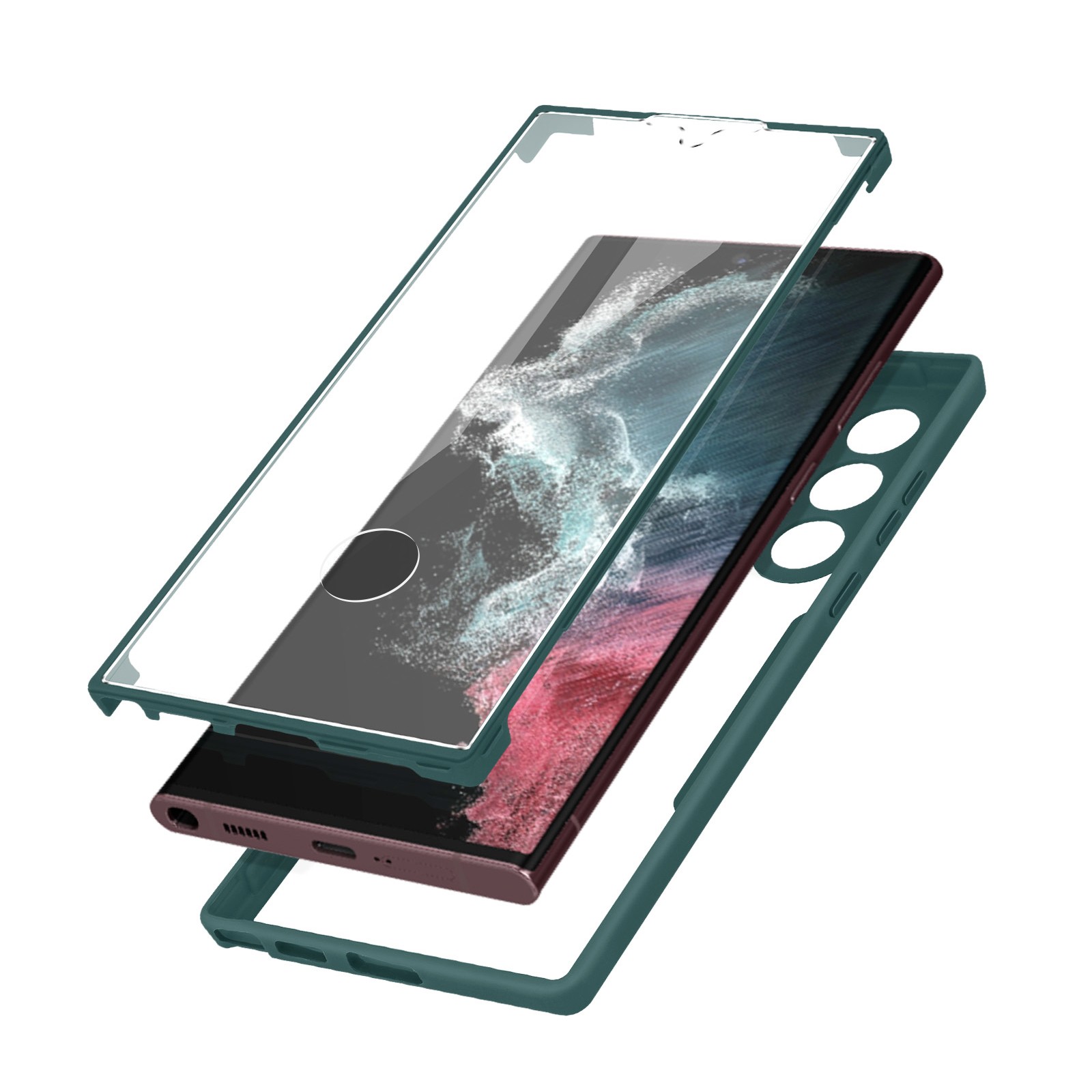 Coque Galaxy S22 Ultra plexiglas et polymère, étui rigide vert