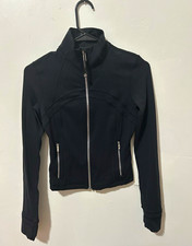 lululemon athletica Womens Black Track Jacket Full Zip Zipped Pockets Sz 4