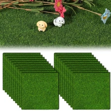 20 PCS Fake Grass for Crafts 6 X 6 Inches Artificial Grasses Realistic Small ...