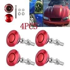 Pack4 Push Button Quick Release Hood Pins Bonnet Lock Clip Latch Bumper Kit red