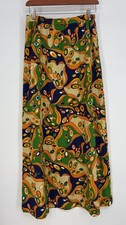 Vtg 60s MOD Maxi Skirt 27 Waist S Psychedelic Paisley Retro 70s Abstract XS