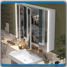3-Doors LED Bathroom Medicine Cabinet with 8 Shevles Wall Mounted Mirror Cabinet