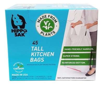 Plant Based Tall Kitchen Garbage Bags with Ergonomic Handles  13 Gallon Tras...