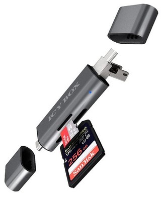 ICY BOX USB OTG Card Reader Stick for Android Smartphone and Tablet, SD and Micr