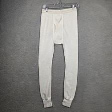 Vintage Hanes Thermal Pants Mens Large White Waffle Long Johns Made USA 90s