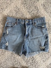 BDG Light Blue Distressed High-Rise Denim Shorts Size 28