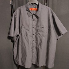 Red Kap Work Shirt Gray 2 Pocket Men's Industrial Uniform Short Sleeve 3XL