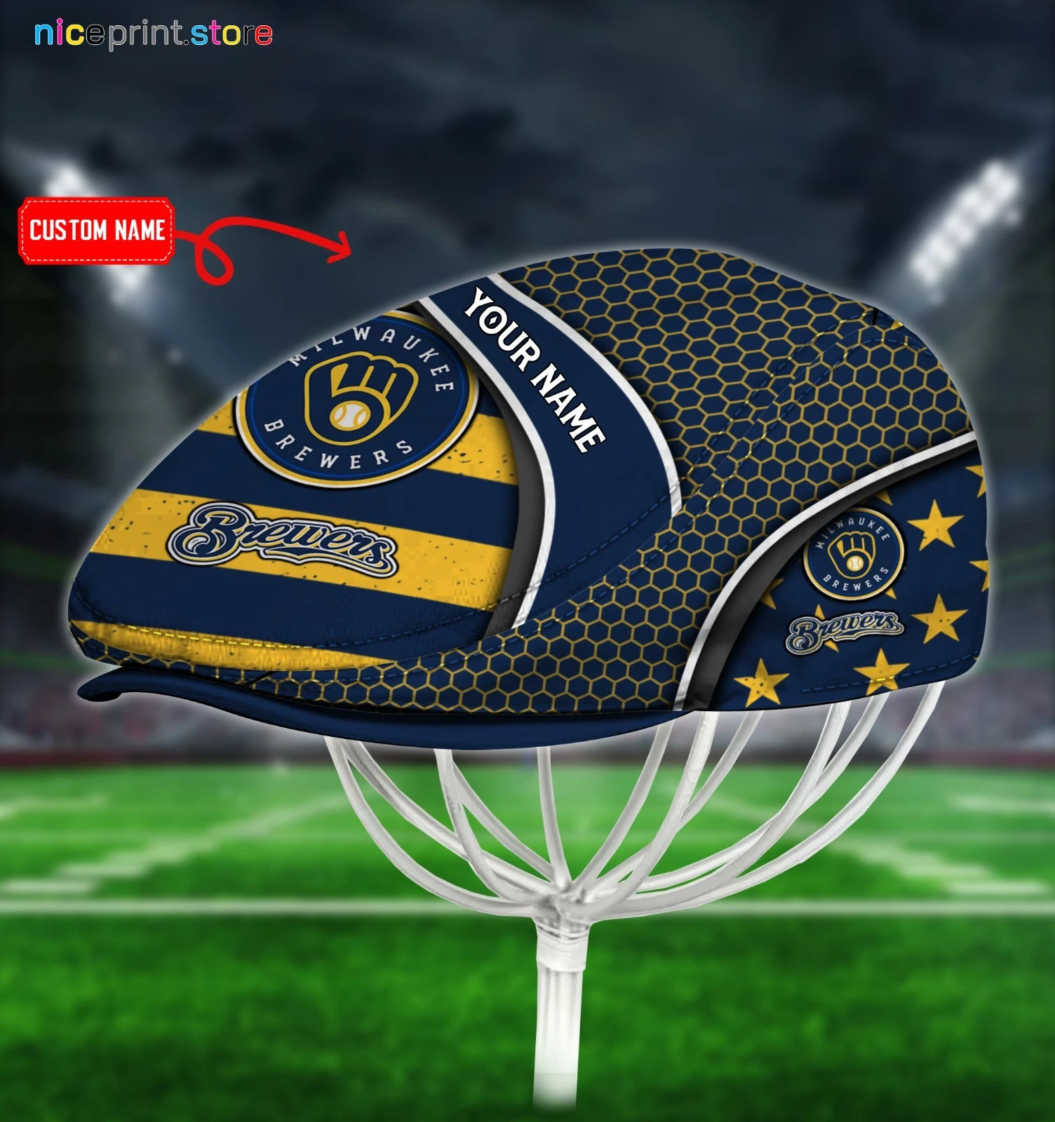 Milwauk Baseball Team Brewers Jeff Cap Driving Cap Flat Cap Golf Cap